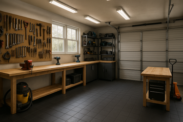 Aménager un garage en atelier avec des dalles adaptées