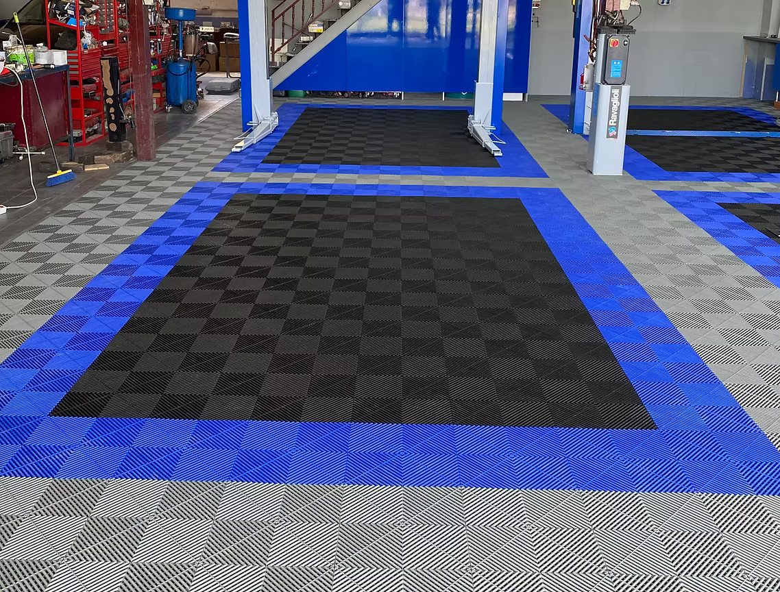 DALLE DE SOL EFFET DAMIER BLEU FONCÉ MISTER DALLE